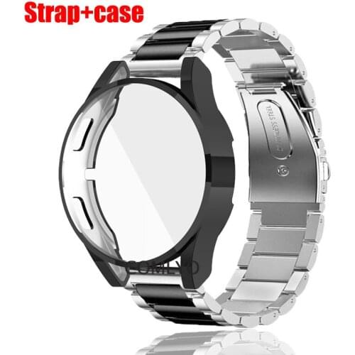 For Samsung Galaxy watch 4 44mm 40mm Strap Metal Stainless Steel Band Galaxy watch 4 Case Bumper TPU Cover Protector