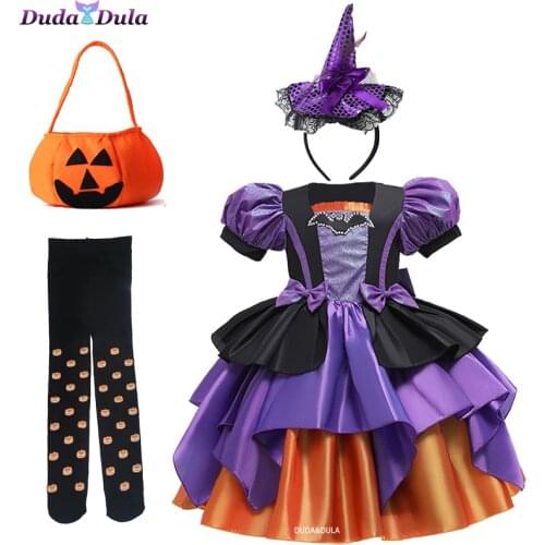 Fancy Pumpkin Halloween Womens Dress Long Sleeve Mid Length Princess Dress Ladies Costume Festival Party Children Costumes