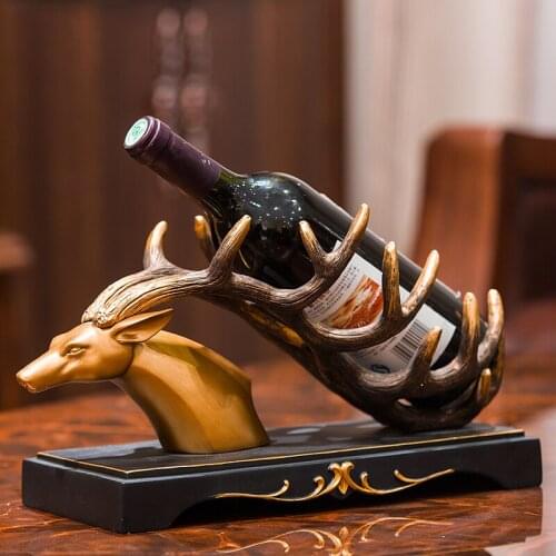 NE New Year Deer Wine Holder Wine Rack Shelf Resin Sculpture, Practical Animal Statue Wine Rack Home Decoration Interior Crafts