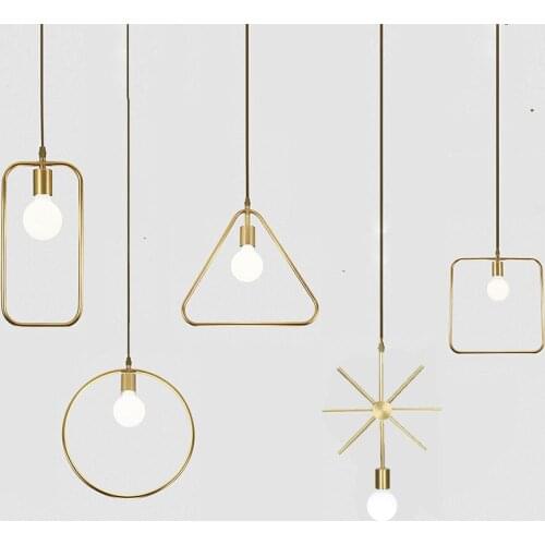 Nordic Restaurant Light Three Modern Creative Clothing Store Cash register window aisle Golden Geometry Bar Chandelier