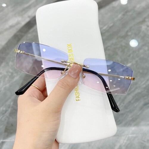 2021 New Fashion Women Sunglasses Metal Frameless Mirror Brand Design Luxury Female Sun Glasses Trendy Vintage Eyewear Uv400