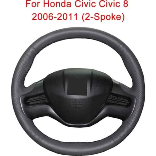 Customized Original Car Steering Wheel Cover For Honda Civic Civic 8 2006-2011 (2-Spoke) Fiber Leather Auto Steering Wheel Wrap