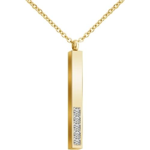 Customized Stainless Steel Bar Necklace Women Love Crystal Necklaces & Pendants Personalized Gift