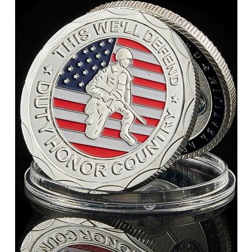 US Army Veterans Proud Served Commemorative Coin This We'll Defend Duty Honor Country USA Flag Coin Furniture Decoration Gift