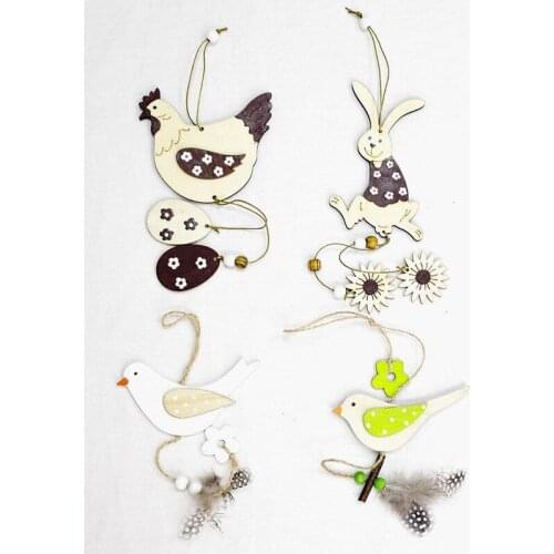 Easter Crafts Easter Decorations Egg Wooden Ornament Easter Hanging Decorations for Home Rabbit Wood Happy Easter