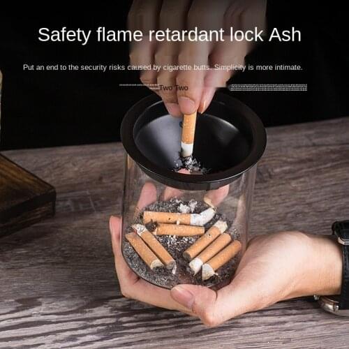 Ashtray creative stainless steel household fly ash prevention living room office personality trend ashtray glass ins wind