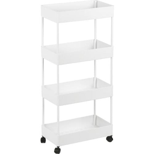 Storage Organizer Rack Movable Kitchen Bathroom Shelf Metal Rolling Trolley Cart Basket Stand Wheels Save Space Holder Hot Sales