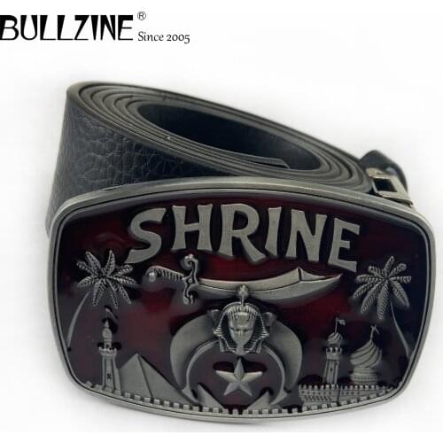 Bullzine zinc alloy retro shrine belt buckle jeans gift belt buckle Free PU belt FP-02622 drop shipping