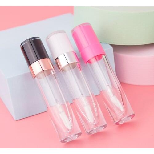 6.4mlML Empty Transparent PE Lip Gloss Tubes Plastic Lip Balm Tube Lipstick Mini Sample Cosmetic Container With Gold Cap