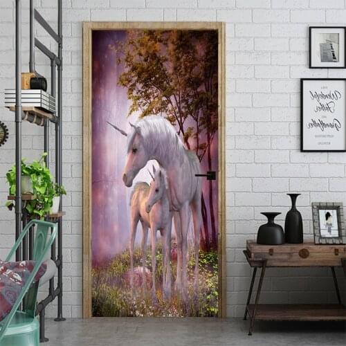 PVC Self-adhesive Door Sticker Landscape 3D Photo Renew Wallpaper For Living Room Bedroom Home Design Decor Wall Decal Murals