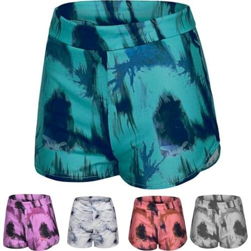 Tie Dye Print Shorts Women Elastic High Waist Woman Shorts Summer Casual Short Women Wide Leg Shorts Plus Size 3XL Femme Shorts