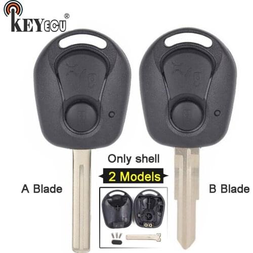 KEYECU for SsangYong Actyon Kyron Rexton Replacement 2 Button Remote Car Key Shell Case Blank 2 Models With Uncut Blade