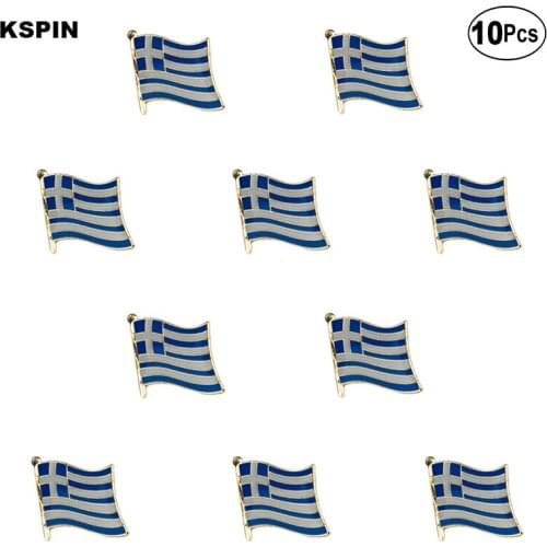 Greece Flag Lapel Pin Flag badge Brooch Pins Badges 10Pcs a Lot