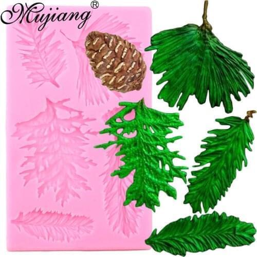 Pine Branch Silicone Molds Pine Cone Nut Fondant Mold Christmas Cake Decorating Tools Clay Candy Chocolate Gumpaste Moulds