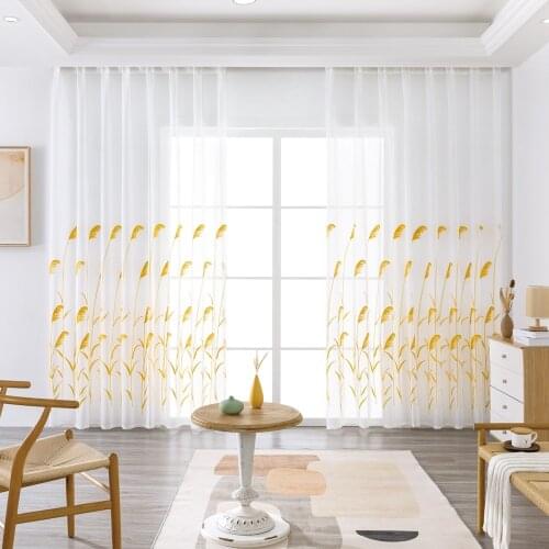 CDIY Modern Yellow Tulle Curtains for Living Room Bedroom Window Sheer Voile Blinds Curtain for Kitchen Home Decor Light Shading