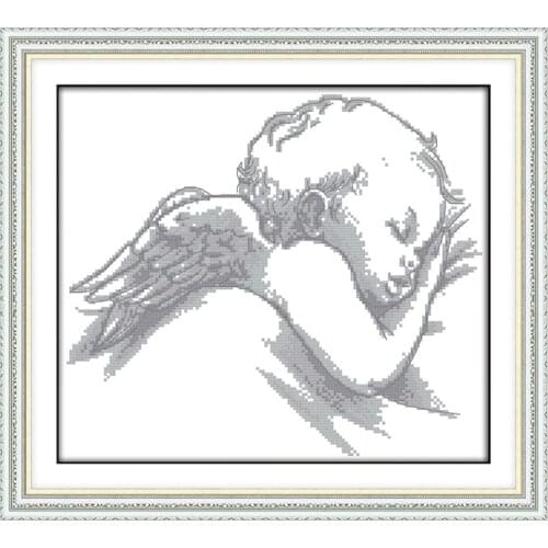 Sleeping angel cross stitch kit DIY handmade embroidery set craft needlework cross stitch pattern count printing white cloth kit