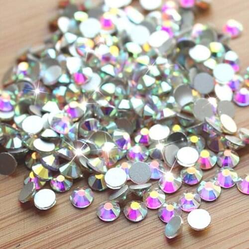 SS4 Crystal AB Nail Art Rhinestones, 1440pcs 1.5mm~1.6mm Flat Back Non Hotfix Glue On Nail Accessories 3d DIY Decoration Tools
