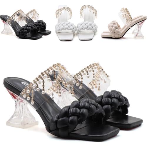 Women Sandals Tapered High Heels Twist Braided Transparent Jewellery Novelty Sexy Fashion All-Match Women Shoes 2021 Summer