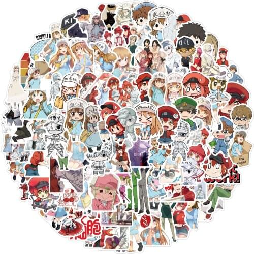 100pcs Cartoon Anime Work Cell Graffiti Sticker PVC Decoration Motorcycle Trunk Waterproof Stickers