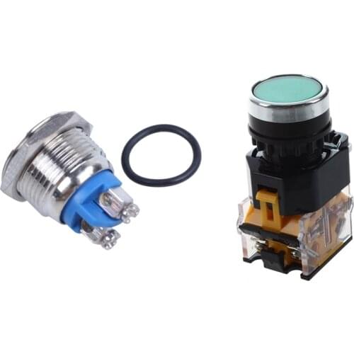 2PCS DC 36V 2A Off-(On) NO Flat Momentary Push Button Switch with LA38-11/203 Push Button Momentary Power Press Switch