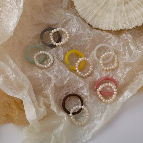 2Pcs/Set Solid Color Knuckle Rings Elastic Fashion Cute Resin Jewelry Ring Finger Ring For Women Jewelry Accessories