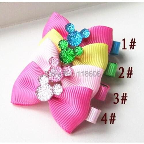 200pcs Mouse Head Bling Hair Bow Girls Miss Minnie Hair Bow Free shipping