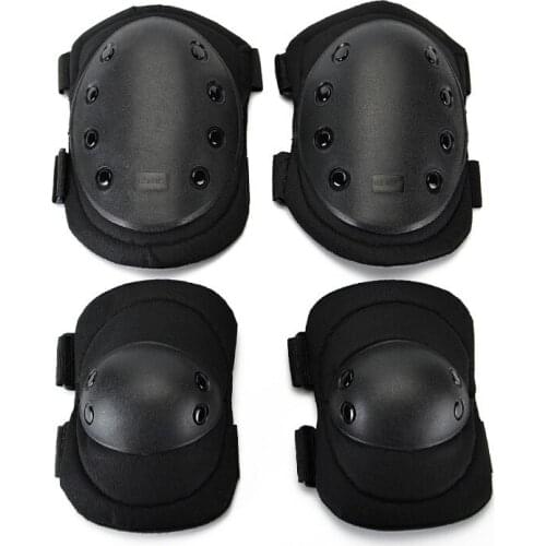 3 Colors Outdoor CS Field Equipment Tactical Knee Pads kneecaps Suit,A Pair of Knee Pads + A Pair of Elbow Protector
