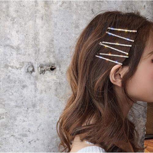 4pcs Shining Full Rhinestone Barrettes Elegant Bangs Hair Clips Set Simple Hair Styling Grips Women Hairpin Metal Headwear