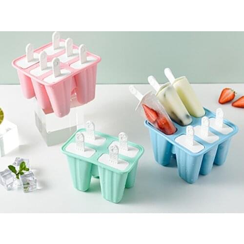 6 Cell Frozen Ice Cube Mold Food Safe Silicone Ice Cream Molds With Sticks DIY Homemade Freezer Lolly Mould Kitchen accessories
