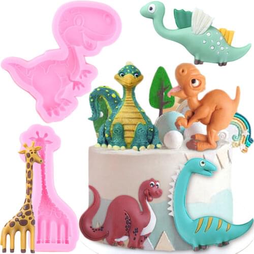 9 Style Cartoon Giraffe Dinosaur Silicone Molds Candy Chocolate Fondant Moulds Cake Decorating Tools DIY Cookie Baking Mould