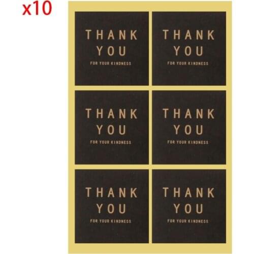 94PF 60Pcs Thank You Square Circle Handmade Sticker Label Seal For Envelope Decor