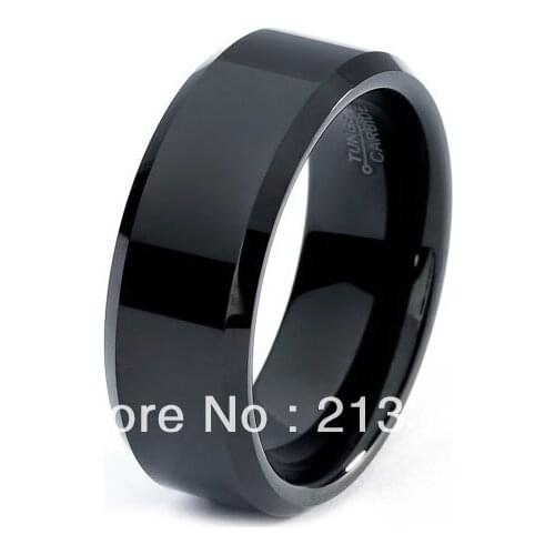 FREE SHIPPING!USA WHOLESALES CHEAP PRICE BRAZIL RUSSIA CANADA UK HOT SELLING 8MM NEW BLACK BEVELED BRIDALTUNGSTEN WEDDING RING