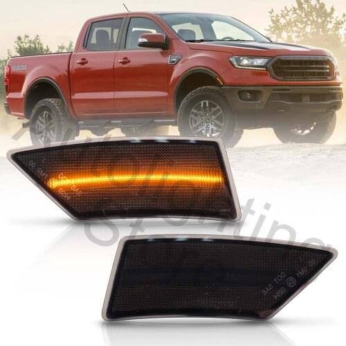 2X Amber Yellow Side Marker Light Panel Bumper Lamp Smoked Lens Error Free For Ford Ranger Tremor XL XLT Lariat 2019 2020 2021