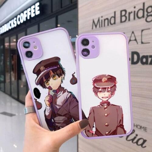 Anime ground-bound boy Hanako-kun Phone Case For iPhone 12 11 Mini Pro XR XS Max 7 8 Plus X Matte transparent Purple Back Cover