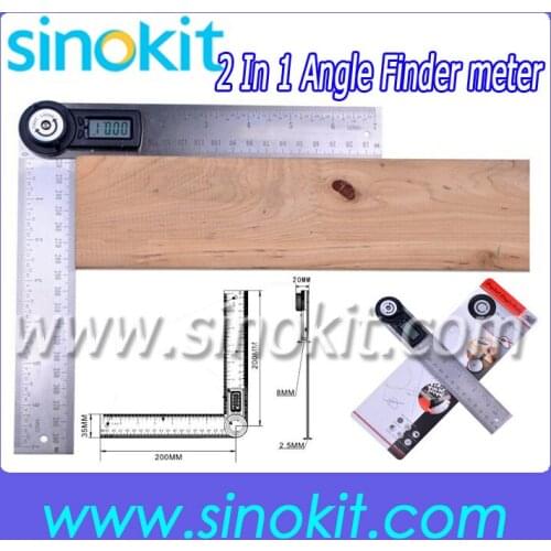 2in1 Digital Angle Finder Meter Protractor Stainless Steel with Moving Blade Ruler 360 degree 400mm