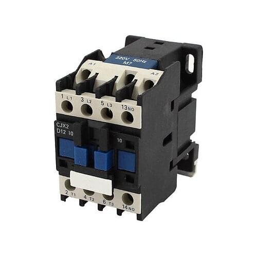 CJX2-1210 35mm DIN Rail Screw Terminals 3-Phase Motor Power Contactor AC 220V