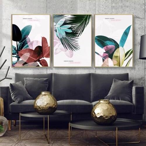 Living Room Decor Poster Tropical Green Plant Art Picture Blue Banana Palm Tree Leaf Nordic Painting For Home Decor Canvas Print