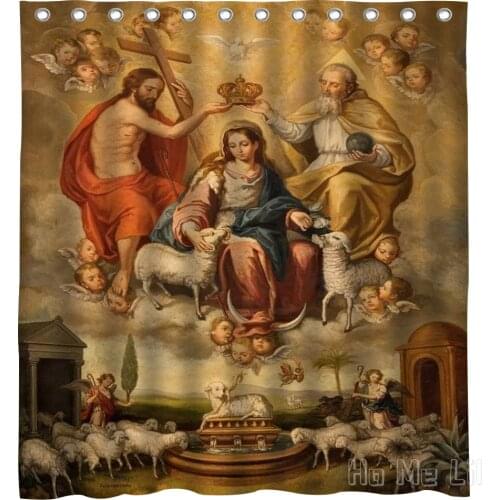 Coronation Of The Virgin Mary Decoration Waterproof Fabric Shower Curtain Bathroom Accessories