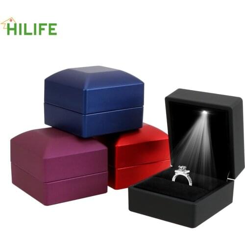 For Wedding Engagement Jewelry Display Case LED Lighting Earrings Ring Box 1pcs Creative
