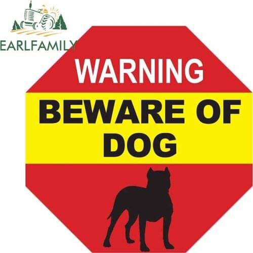 EARLFAMILY 13cm x 13cm Beware of Pitbull Dog Warning Sign Window Sticker Dog on Premises Sign No Trespassing Window Cling
