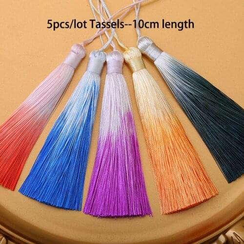5pcs/lot 10cm Polyester Silk Tassels White Gradient Color Trim Fringe Handmade Jewelry Accessories