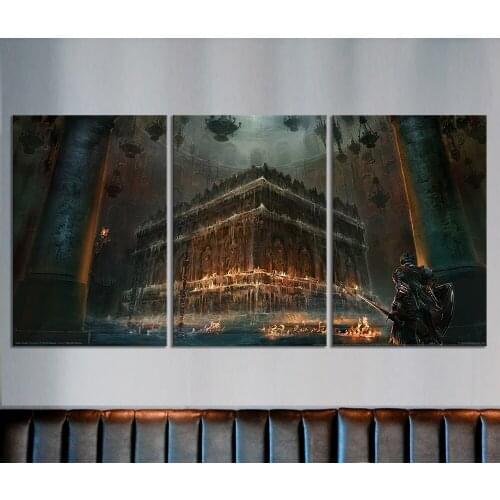3 Piece Decorative Painting Poster New Fashion Office Mural Soldiers and Palaces Dark Souls Video Game Painting Wholesale