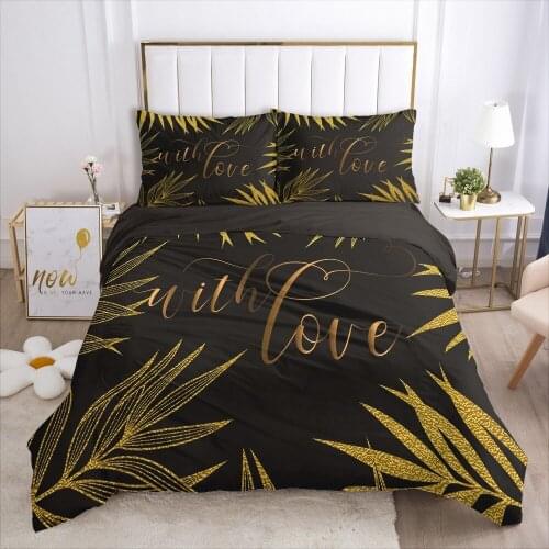 Nordic style duvet cover set sheet family euro 2.0 1.5 for home bed linen Bedding set 3D luxury Bed set 4pcs love black
