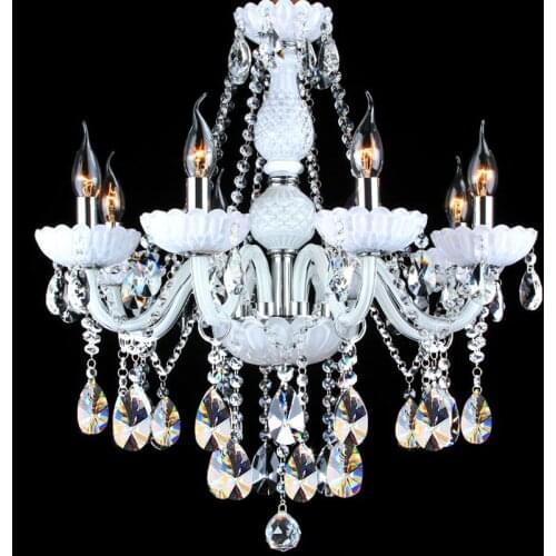 Fashion White Crystal Lamps European Candle Crystal Chandelier Lighting Living Room Dining Crystal Lights Bedroom Aisle Lights