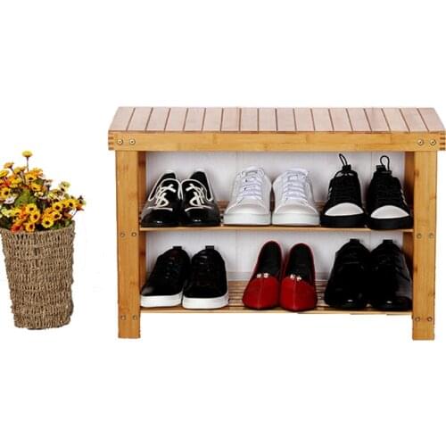 Nan Bamboo Shoe Rack Storage Household Wear Stool Simple Multilayer Racks Bamboo Bench Home Furniture