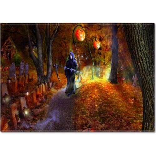 New 3D Halloween Anti-slip Kitchen Dinning Room Fireplace Floor Mat Flannel Carpets Rug Durable Hallowe'en party Home Decor Rugs