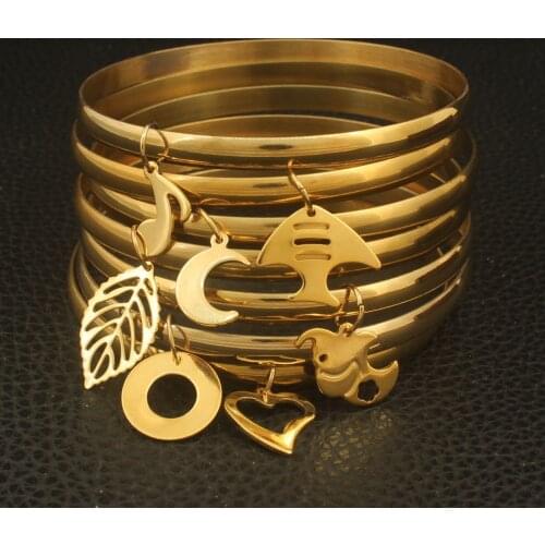 Newest Design Stainless Steel Jewelry Gold Color 69mm Fashion Cuff Bangles Bracelet For Girls And Women Wholesale BFADAVCA