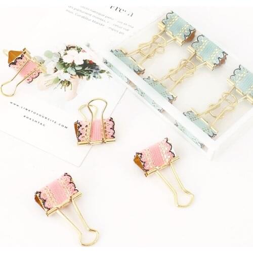 TUTU 25mm cute kawaii Bud silk metal office school binder clip set gold student paper document organizer clip stationery H0362