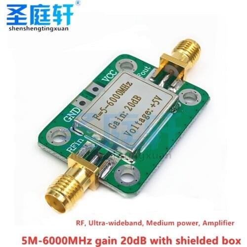Wideband Signal Amplifier Board with 5-6000MHz Gain, RF, 20dB, 5M-6GHz DC 5V 85mA Power Amplifier Module