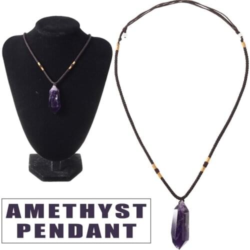 Natural Amethyst Pendant Crystal 3-5 cm Hexagonal Prism Pendant Amethyst Wand Stone for DIY Jewelry Pendant Decor Craft